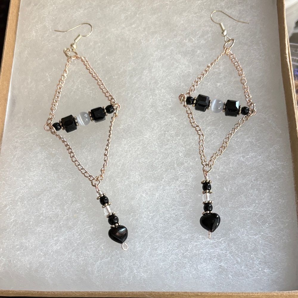 Chic Black and Gold Geometric Earrings